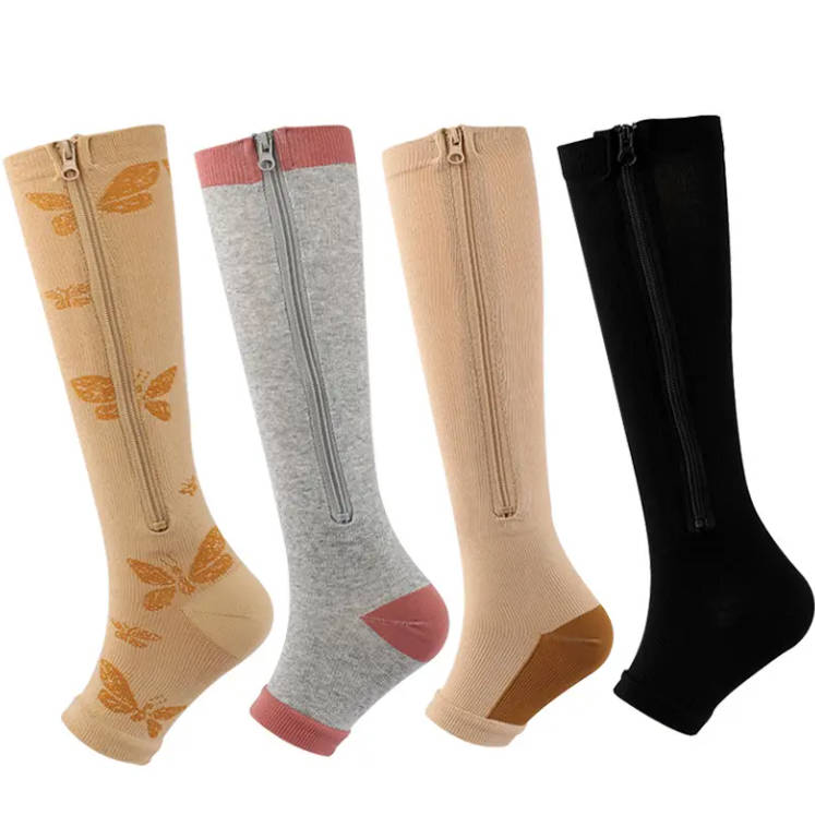 Custom Logo Sport Socks Anti Slip Zipper Socks Venous Pressure Socks