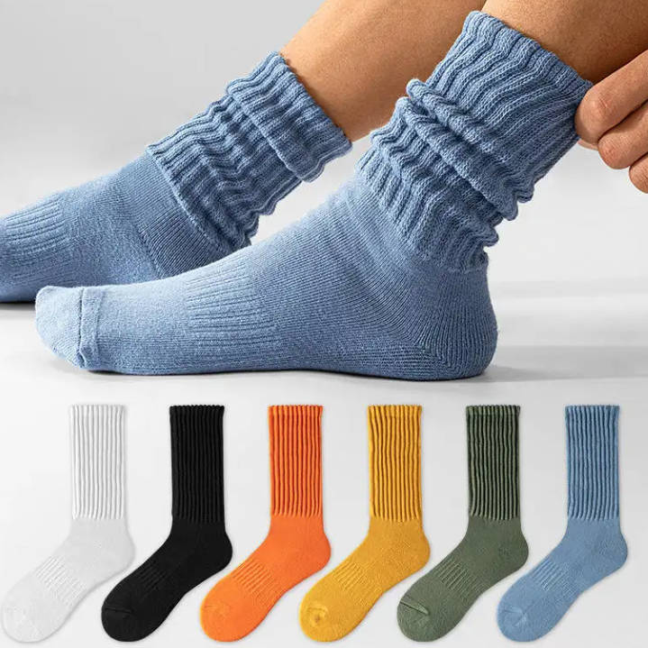 OEM Custom Logo Men Socks Thick Organic Cotton Bamboo Ribs Socks