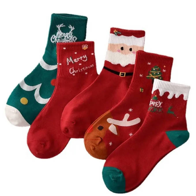 Wholesale Christmas Socks Custom Cute Socks Women Red Christmas Socks