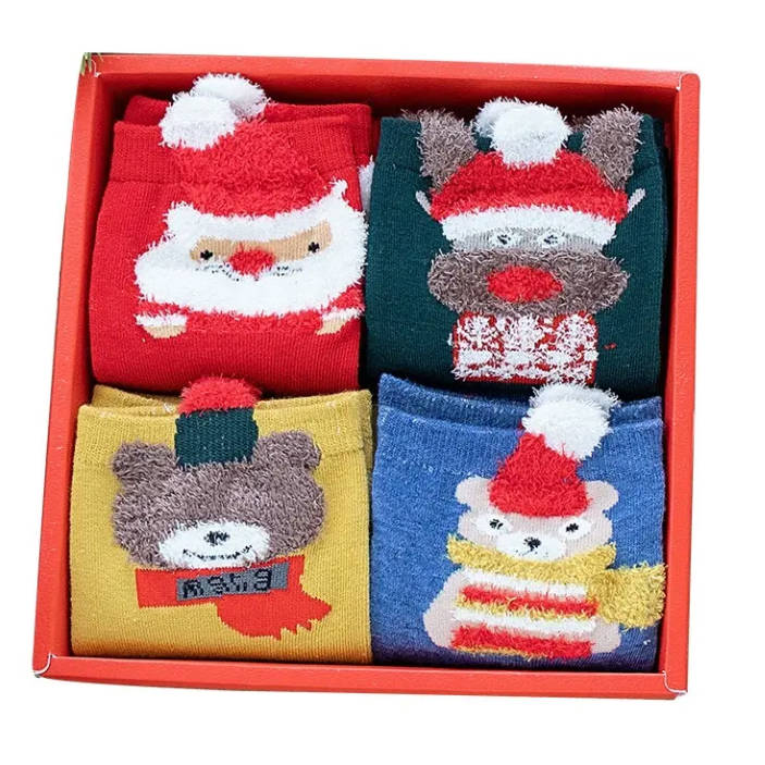 Wholesale Fuzzy Christmas Socks Women Cute Winter Socks Gift Box Set