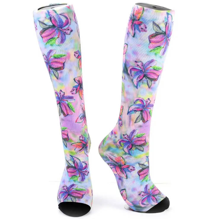 Wholesale Printing Colorful 20-30mmhg Custom Sport Custom logo Compression Socks for Women