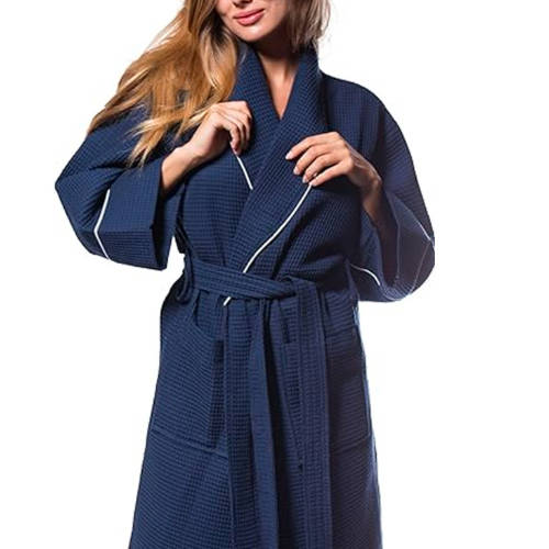 Waffle Weave Bathrobe 100% Turkish Cotton Unisex Robe Custom Logo Hotel Spa Bath Robe